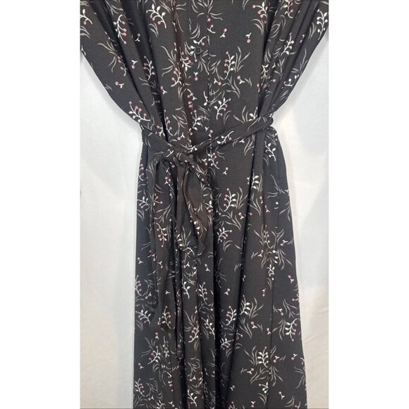 Loft Women’s Gray Print Long Roll Tab Sleeve Belted Shirt Dress Sz M NEW - Picture 3 of 10